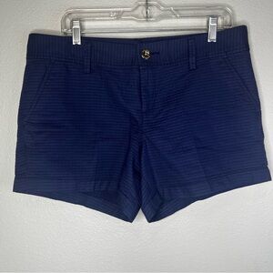 Lilly Pulitzer Women The Callahan Shorts Navy Blue Textured Chino 12 Cotton‎